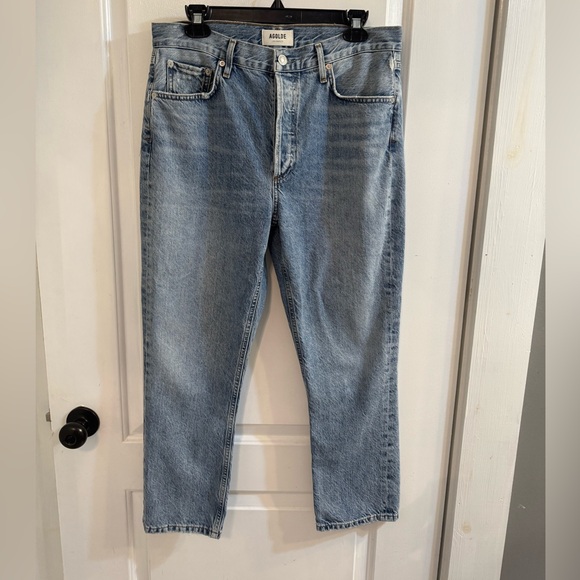 AGOLDE Riley High Rise Straight Crop Denim Jeans in Blur 29 A056-1139